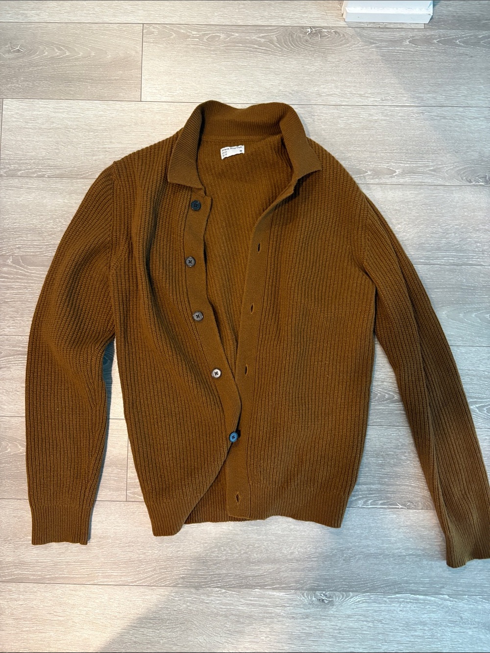 Frank and Oak Men's Ribbed Button-Front Cardigan in Brown